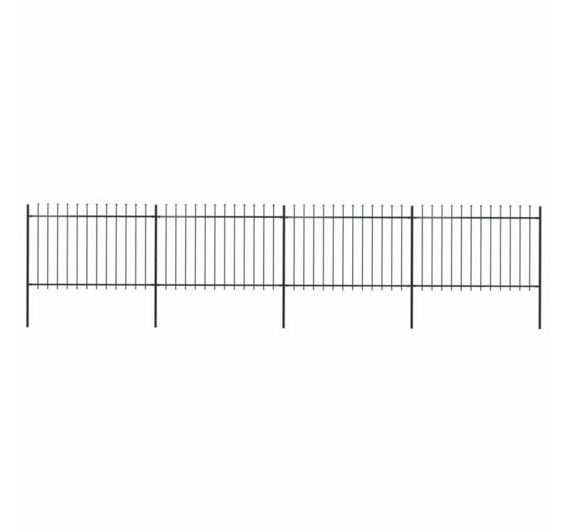 vidaXL Gartentor Gartenzaun mit Speerspitzen Stahl 6,8 x 1,2 m Schwarz von vidaXL