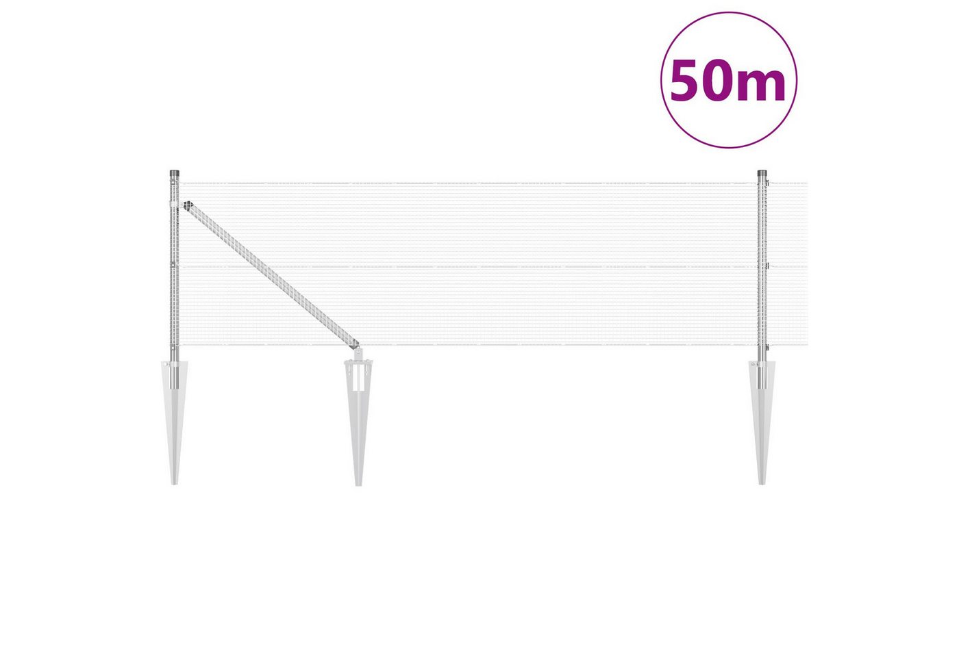 vidaXL Gartentor Geschweißter Drahtzaun mit 13 Spike-Posten 0,8x50 m verzinkter Stahl vidaXL Gartentor Geschweißter Drahtzaun mit 13 Spike-Posten 0,8x50 m verzinkter Stahl von vidaXL