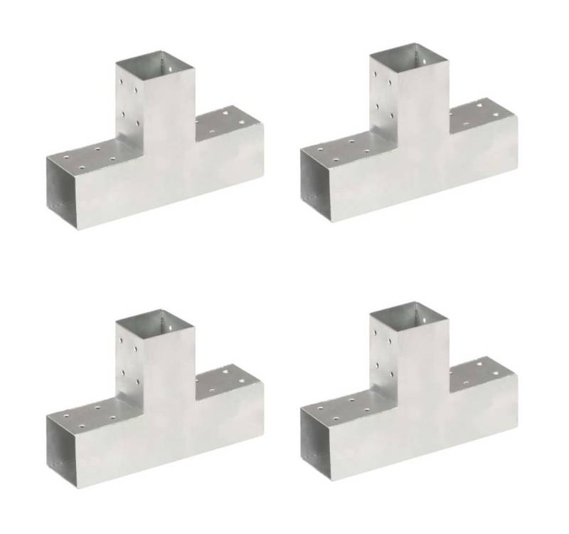 vidaXL Gartentor Pfostenverbinder 4 Stk T-Form Verzinktes Metall 71 x 71 mm von vidaXL