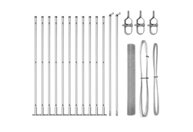 vidaXL Gartentor Schweißdrahtzaun mit 13 Flanged Posts 1,2x25 m Verzinkter Stahl von vidaXL