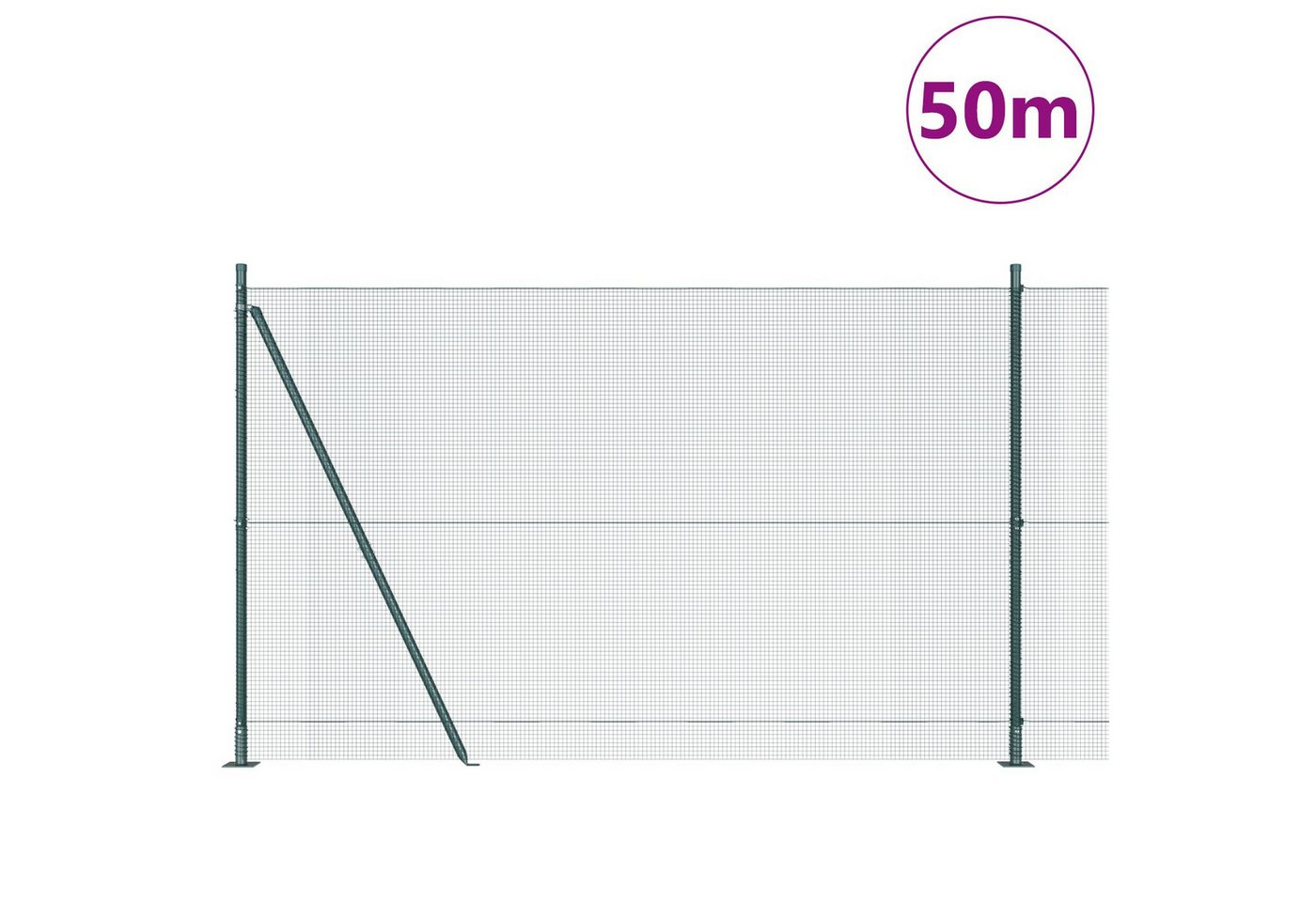 vidaXL Gartentor Schweissdrahtzaun mit 13 Flanschpfosten Grün 1,5x50 m Stahl vidaXL Gartentor Schweissdrahtzaun mit 13 Flanschpfosten Grün 1,5x50 m Stahl von vidaXL