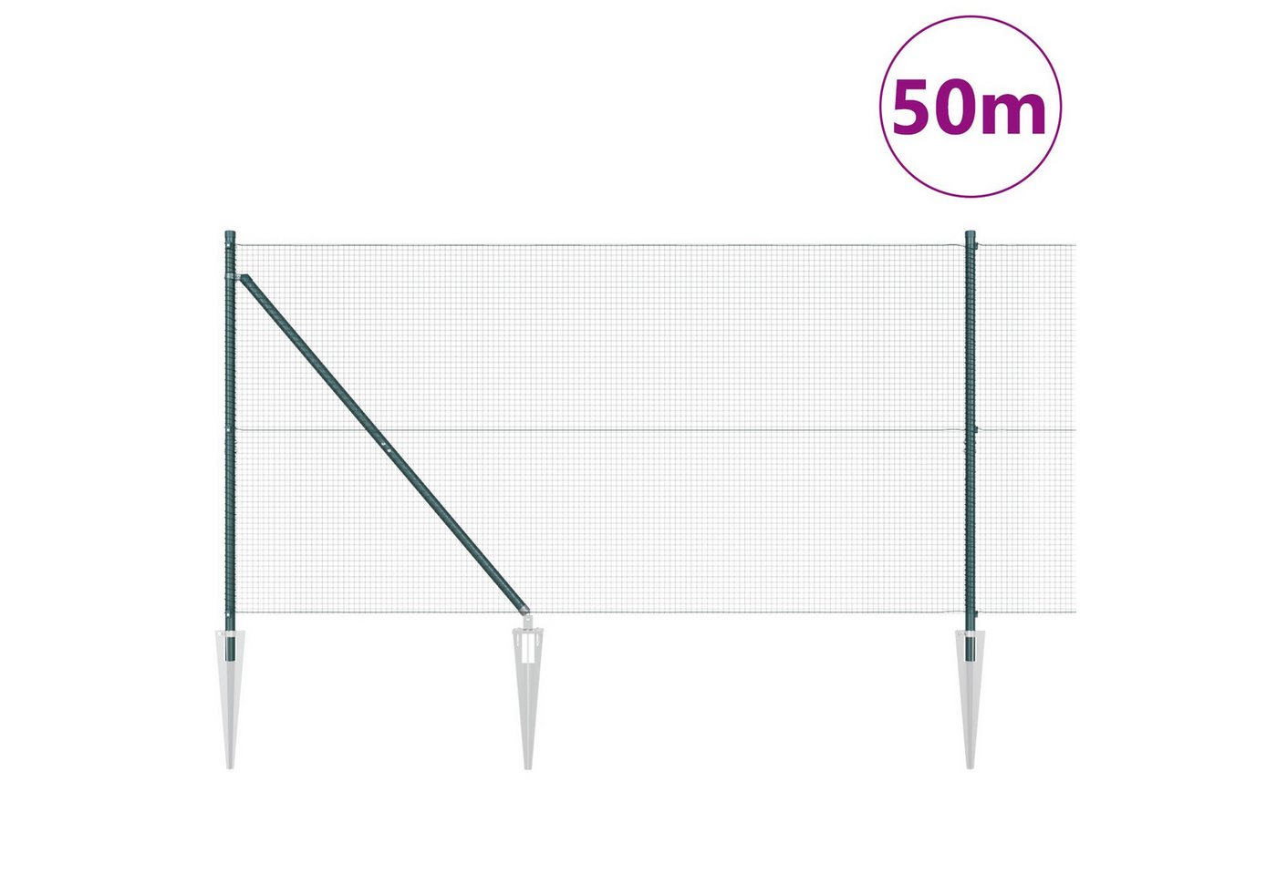 vidaXL Gartentor Schweißdrahtzaun mit 13 Spike-Pfosten Grün 1x50 m Stahl vidaXL Gartentor Schweißdrahtzaun mit 13 Spike-Pfosten Grün 1x50 m Stahl von vidaXL