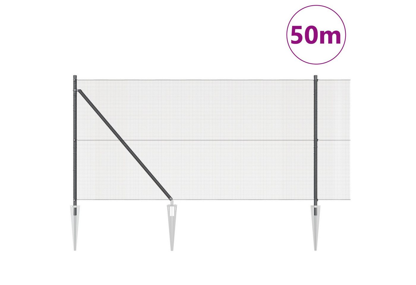 vidaXL Gartentor Schweißdrahtzaun mit 13 Spike-Posts Grau 1x50 m Stahl vidaXL Gartentor Schweißdrahtzaun mit 13 Spike-Posts Grau 1x50 m Stahl von vidaXL