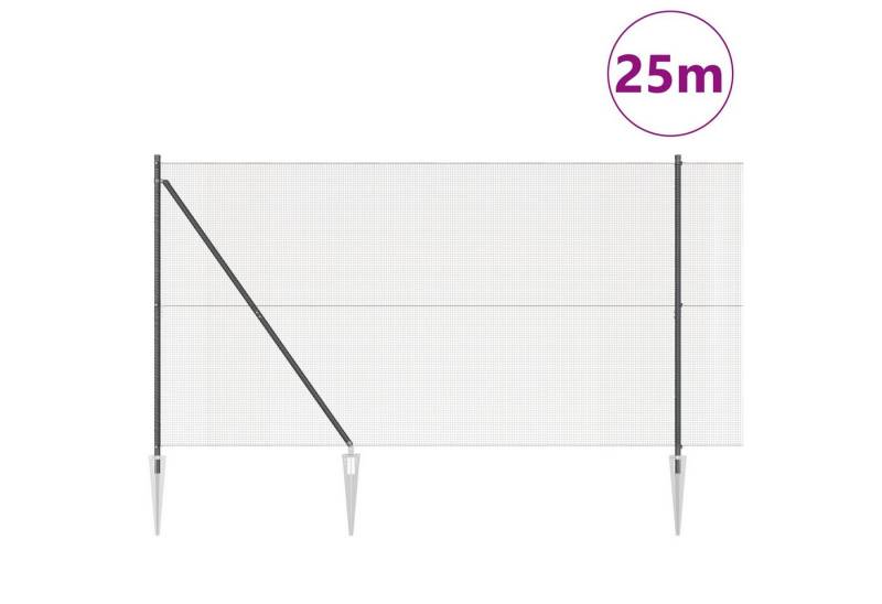 vidaXL Gartentor Zaunpfosten-Set 2er Set Grau Stahl 25 x 1,5 m Langlebig von vidaXL