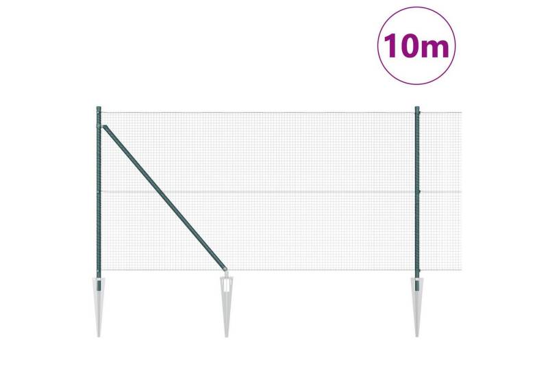 vidaXL Gartentor Zaunpfosten Set 2er Set Grün Stahl PVC-Beschichtung 10 x 1 m von vidaXL