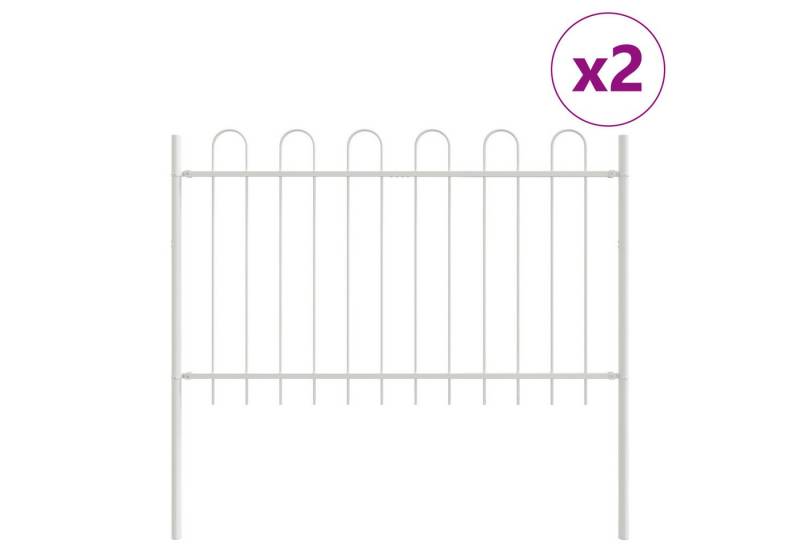 vidaXL Gartenzaun Gartenzaun mit Bogenoberteil Weiß 3,4x1 m Stahl, (2-St) von vidaXL