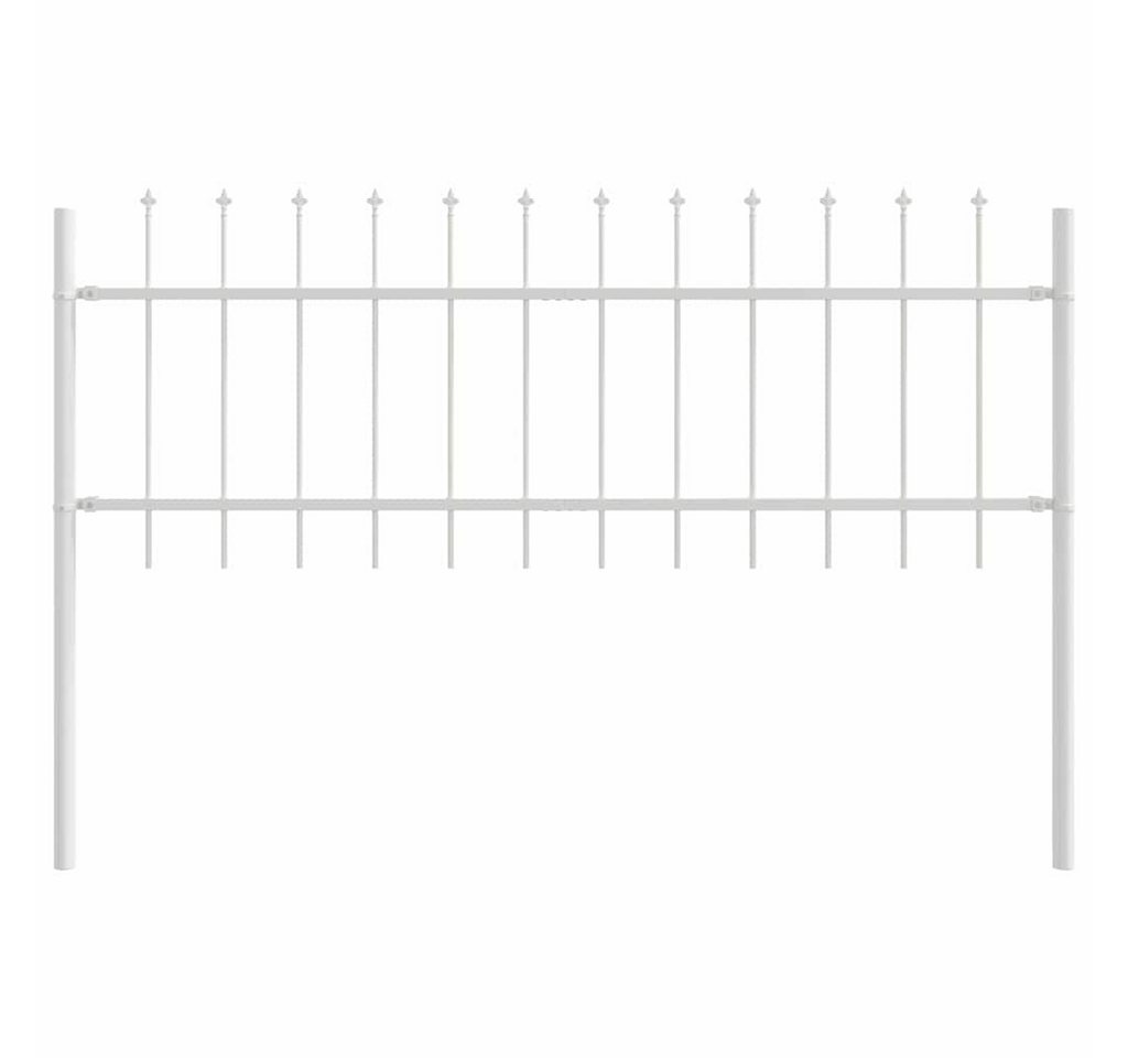 vidaXL Gartenzaun Gartenzaun Weiß 1.7 x 0.6 m Pulverbeschichteter Stahl, (1-St) von vidaXL