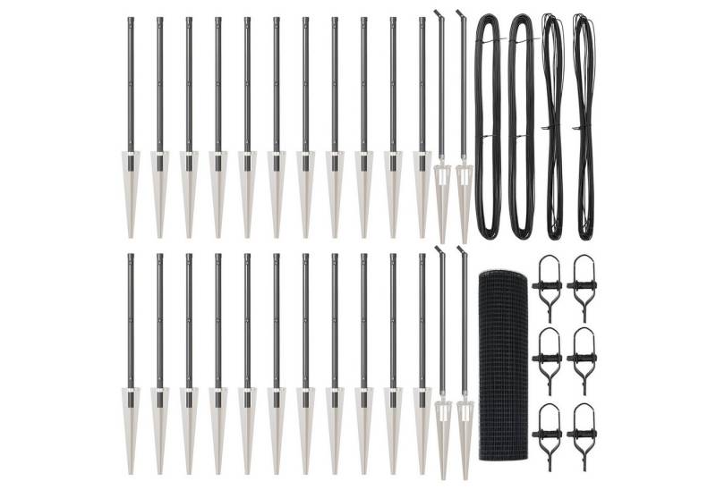 vidaXL Gartenzaun Geschweißter Drahtzaun mit 13 Spike-Posten Grau 1x50 m Stahl, (3-St) von vidaXL