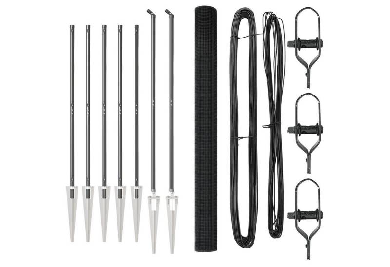 vidaXL Gartenzaun Geschweißter Drahtzaun mit 7 Spike-Posts Grau 1,5x10 m Stahl, (2-St) von vidaXL