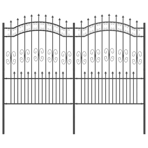 vidaXL Gartenzaun Grau 190 cm Pulverbeschichteter Stahl vidaXL Gartenzaun Grau 190 cm Pulverbeschichteter Stahl von vidaXL