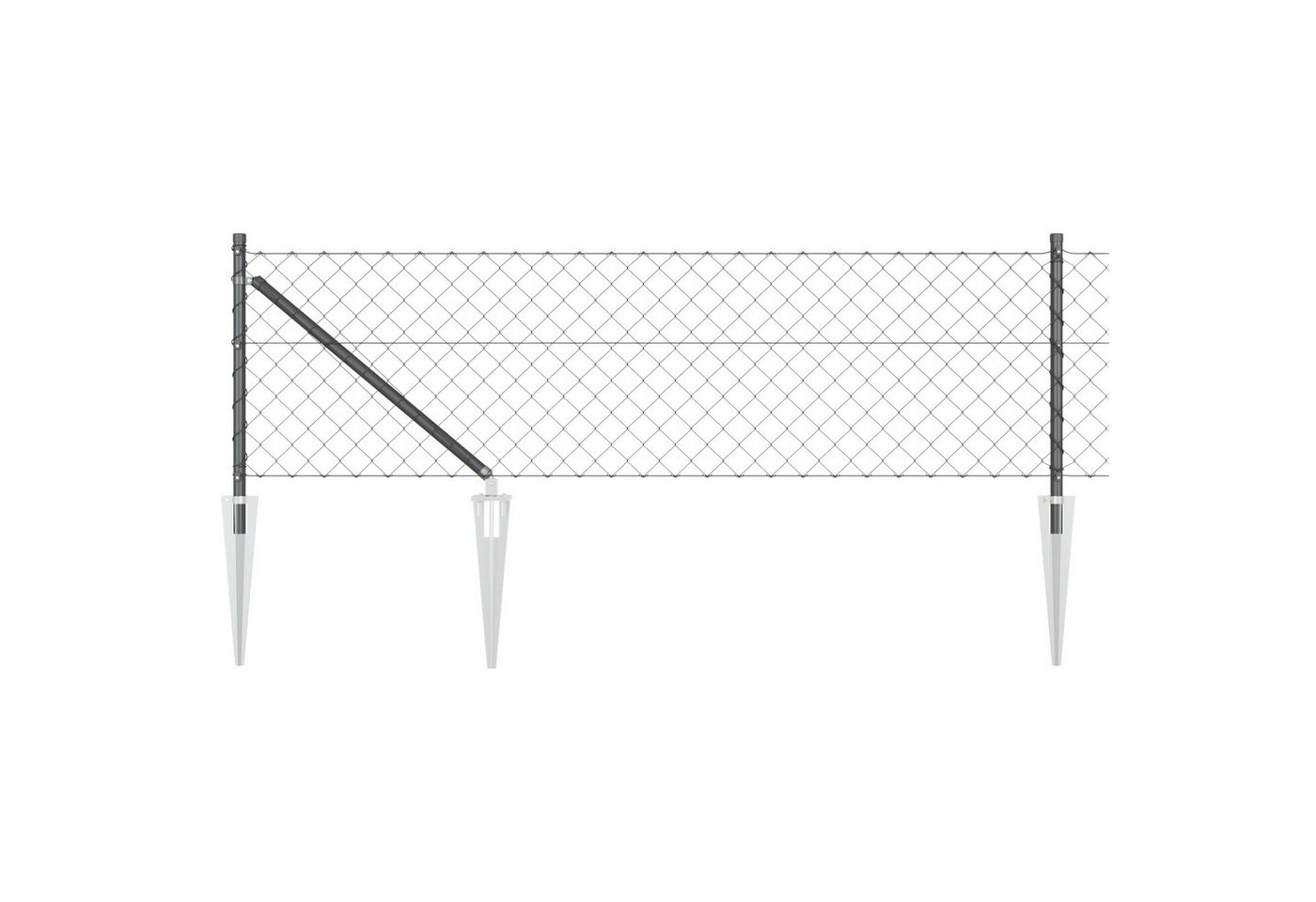 vidaXL Gartenzaun Kettenzaun mit 7 Spike-Posts 0,8x10 m verzinkter Stahl, (2-St) von vidaXL