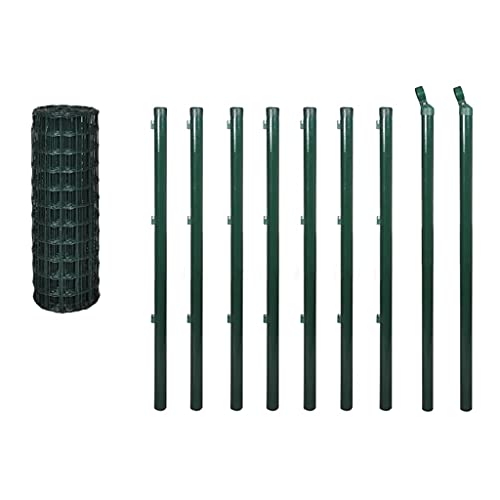 vidaXL Gartenzaun-Set, Euro, 10 x 1,2 m, Stahl, Grün von vidaXL