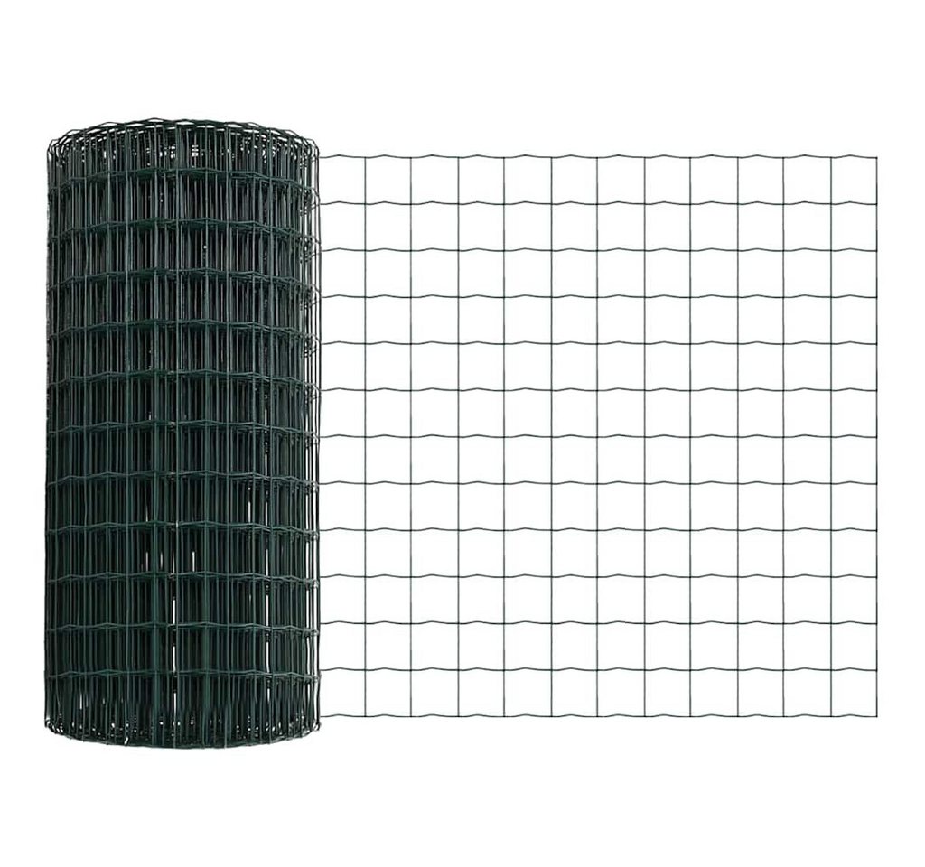 vidaXL Gartenzaun Zaun mit Pfosten Grün 0,4 x 10 m Stahl, (1-St) von vidaXL