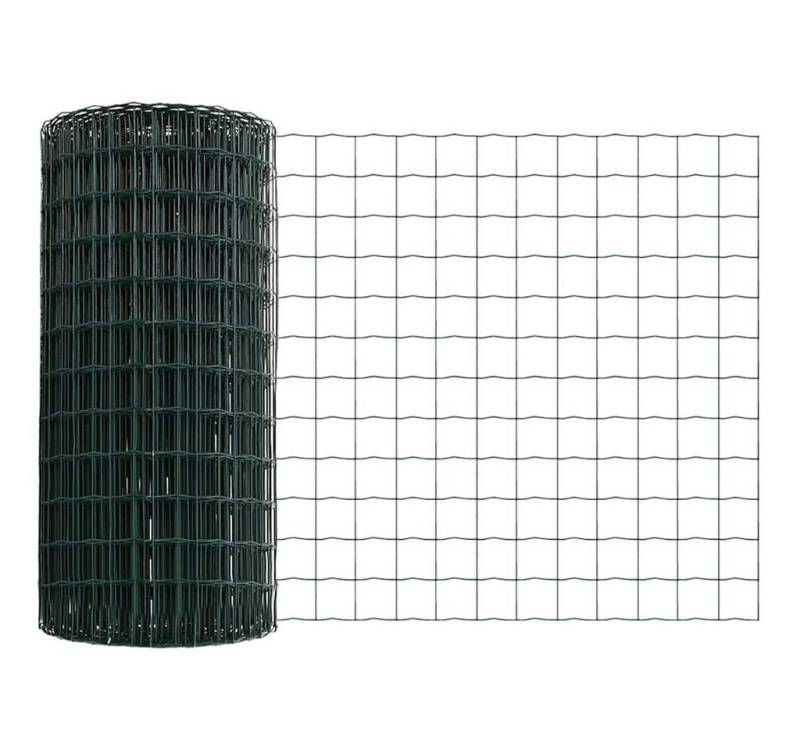 vidaXL Gartenzaun Zaun mit Pfosten Grün 0,4 x 10 m Stahl, (1-St) von vidaXL