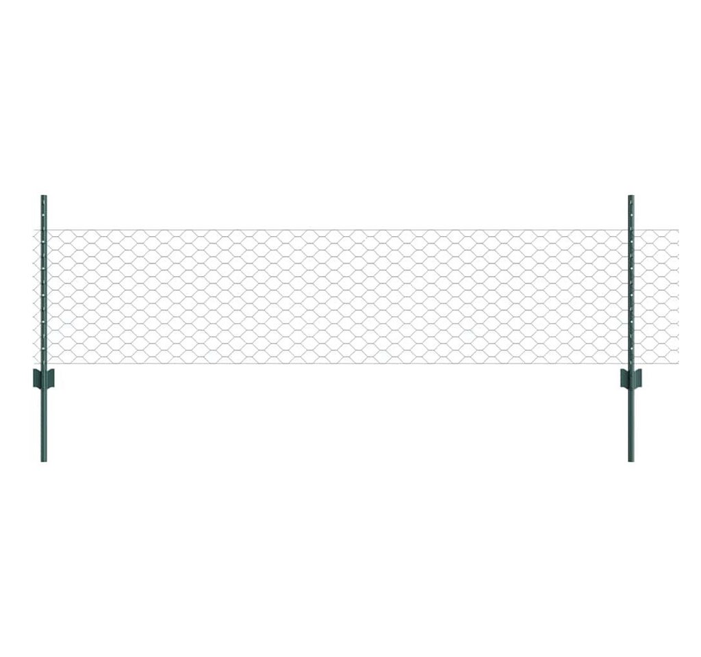 vidaXL Gartenzaun Zaun mit Pfosten Grün 0,5 x 10 m Stahl, (1-St) von vidaXL