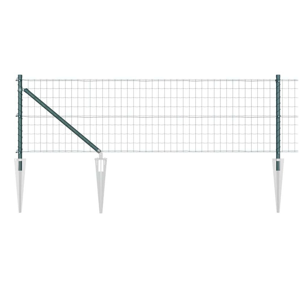 vidaXL Gartenzaun Zaun mit Pfosten Grün 0.4 x 50 m Stahl, (1-St) von vidaXL