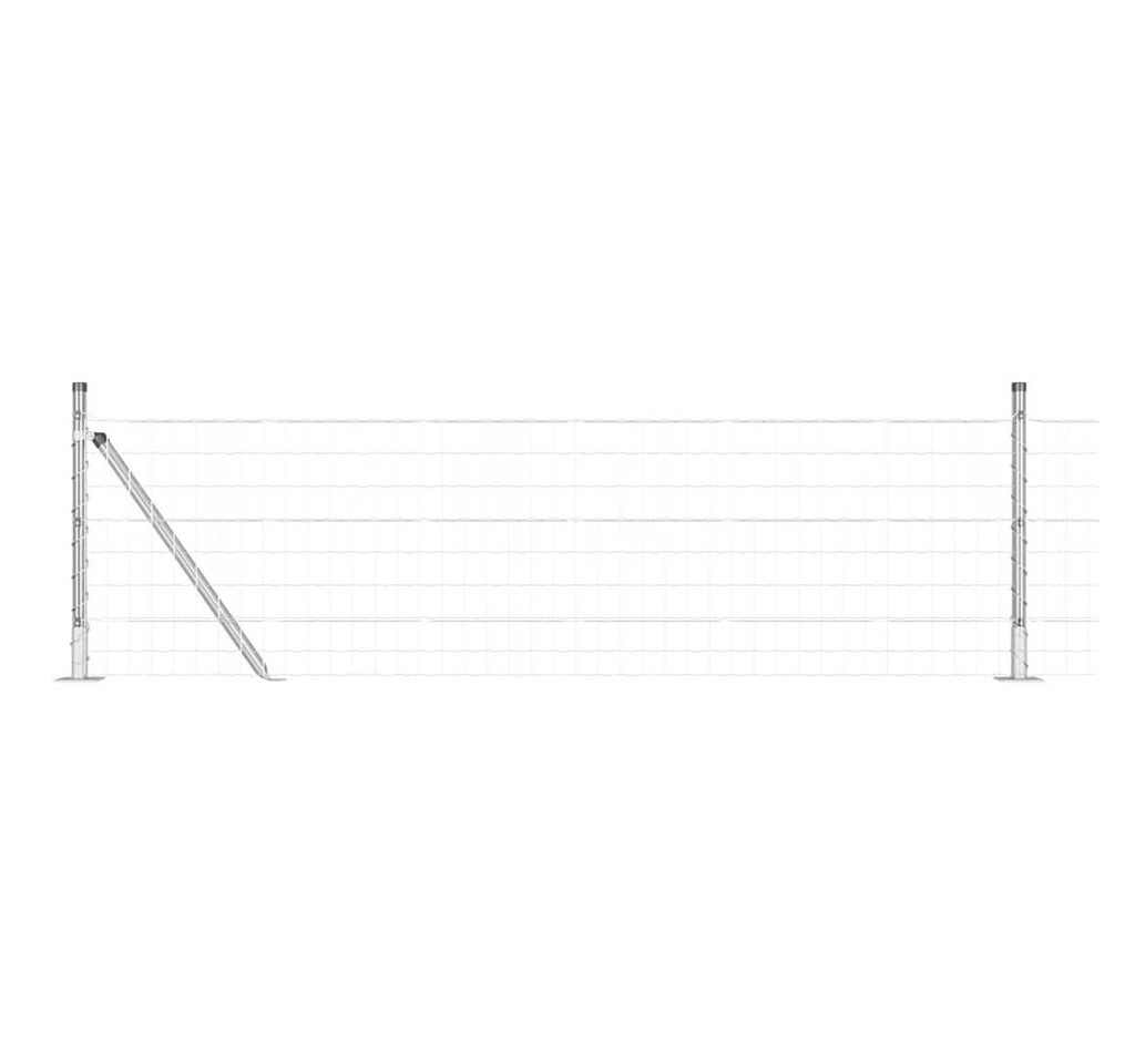 vidaXL Gartenzaun Zaun mit Pfosten Silber 0.4 x 50 m Stahl, (1-St) von vidaXL