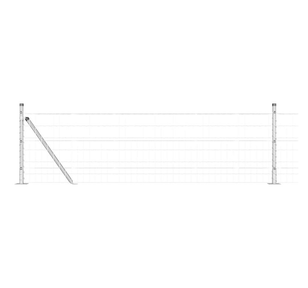 vidaXL Gartenzaun Zaun mit Pfosten Silber 0,6 x 50 m Stahl, (1-St) von vidaXL