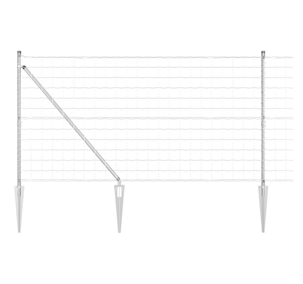 vidaXL Gartenzaun Zaun mit Pfosten Silber 1,2 x 25 m Stahl, (1-St) von vidaXL