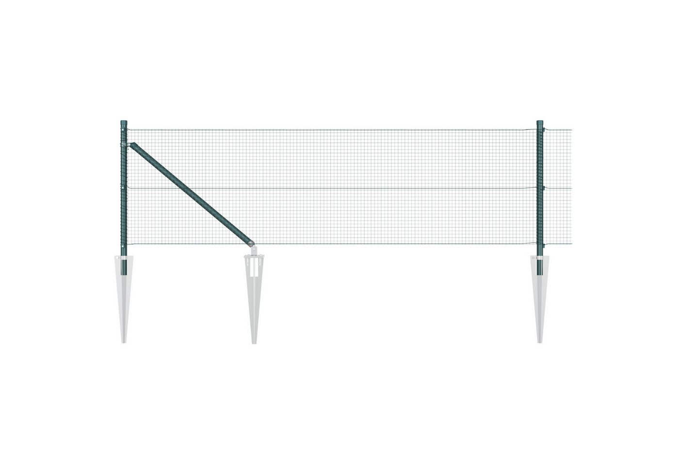 vidaXL Gartenzaun geschweißter Drahtzaun mit 7 Spike-Posts Grün 0,6x10 m Stahl, (2-St) von vidaXL