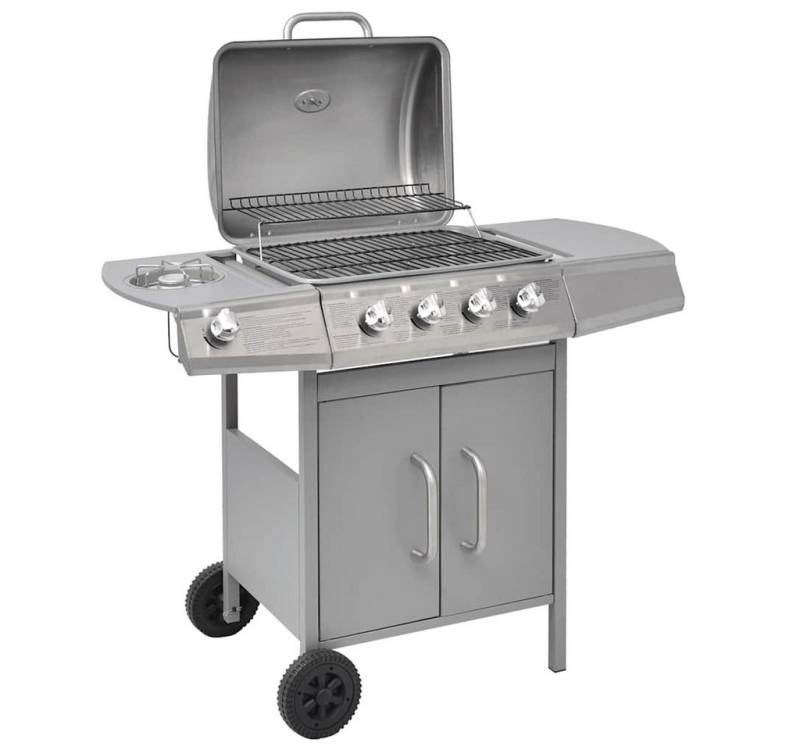 vidaXL Gasgrill Gasgrill 4+1 Flammen Silbern von vidaXL