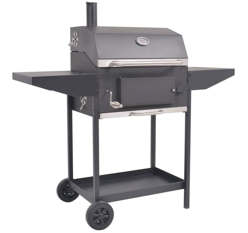 vidaXL Smoker Holzkohlegrill Smoker mit Ablage Schwarz von vidaXL