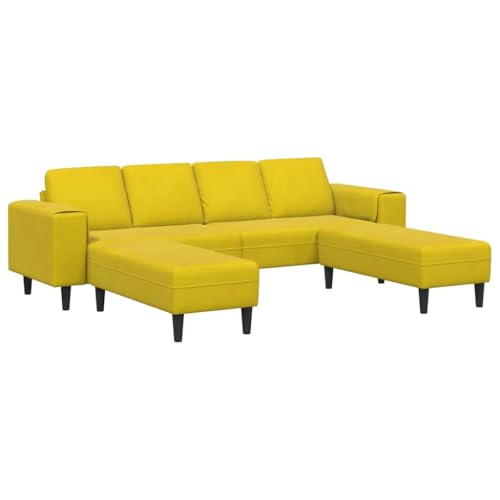 vidaXL Gelbes Samtsofa für 4 Personen mit Ottomane, Abgerundeter Rückseite und flachen Armlehnen. Das Sofa hat einen stabilen Holzkorpus und Schwarze, konische Beine. Maße: 250 x 188 x 76 cm. vidaXL Gelbes Samtsofa für 4 Personen mit Ottomane, Abgerundeter Rückseite und flachen Armlehnen. Das Sofa hat einen stabilen Holzkorpus und Schwarze, konische Beine. Maße: 250 x 188 x 76 cm. von vidaXL