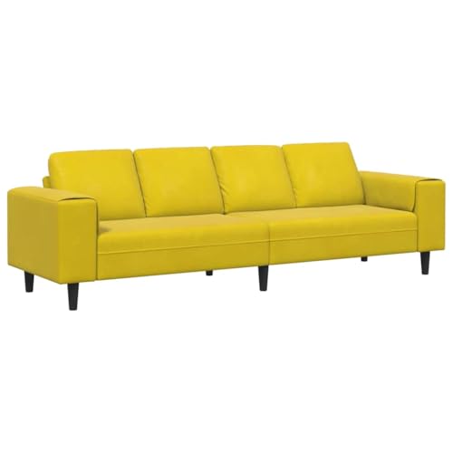 vidaXL Gelbes Samtsofa für 4 Personen ohne Ottomane, Maße: 250 x 77 x 76 cm. Mit Plüschkissen, Matte Oberfläche, konischen Beinen und flachen Armlehnen. Glatte Textur, moderner Innenstil. vidaXL Gelbes Samtsofa für 4 Personen ohne Ottomane, Maße: 250 x 77 x 76 cm. Mit Plüschkissen, Matte Oberfläche, konischen Beinen und flachen Armlehnen. Glatte Textur, moderner Innenstil. von vidaXL