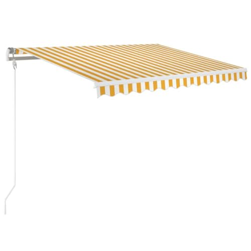 vidaXL Gelenkarmmarkise Automatisch Markise Sonnenmarkise Balkonmarkise Sonnenschutz Sichtschutz Terrasse Garten Balkon 350x250cm Gelb Weiß von vidaXL