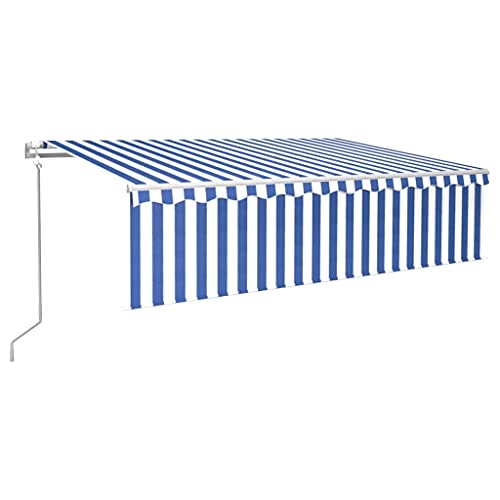 vidaXL Gelenkarmmarkise Automatisch mit Jalousie Markise Sonnenmarkise Balkonmarkise Sonnenschutz Sichtschutz Garten Terrasse Balkon 6x3m Blau Weiß von vidaXL