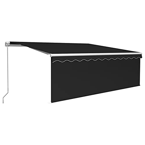 vidaXL Gelenkarmmarkise Einziehbar mit Jalousie LED Markise Sonnenmarkise Balkonmarkise Sonnenschutz Sichtschutz Garten Terrasse Balkon 4x3m Anthrazit von vidaXL