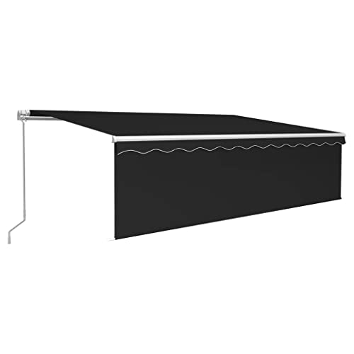 vidaXL Gelenkarmmarkise Einziehbar mit Jalousie LED Markise Sonnenmarkise Balkonmarkise Sonnenschutz Sichtschutz Garten Terrasse Balkon 5x3m Anthrazit von vidaXL