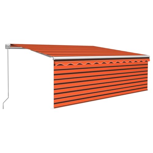 vidaXL Gelenkarmmarkise Einziehbar mit Jalousie Markise Sonnenmarkise Balkonmarkise Sonnenschutz Sichtschutz Garten Terrasse Balkon 4x3m Orange Braun von vidaXL