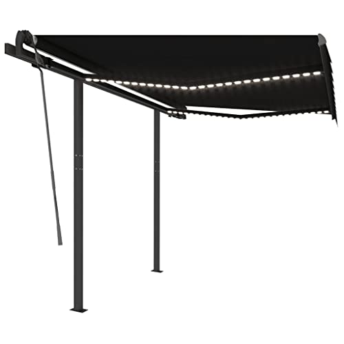vidaXL Gelenkarmmarkise Einziehbar mit LED Markise Sonnenmarkise Balkonmarkise Sonnenschutz Sichtschutz Terrasse Garten 3,5x2,5m Anthrazit von vidaXL