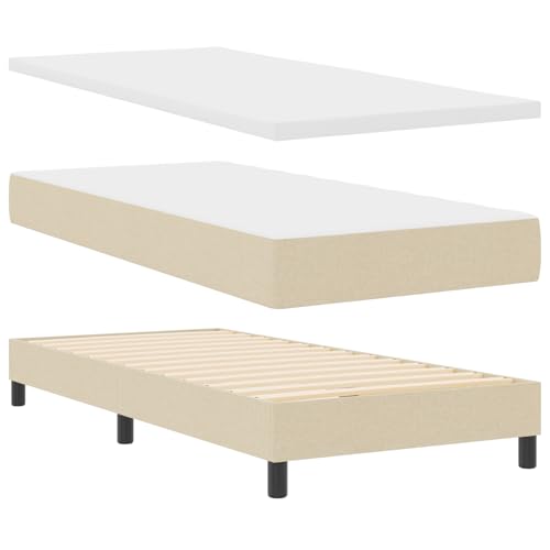 vidaXL Gemütliche Taschenfederkernmatratze 90x200 cm Cremiger Stoff Schaum Reißverschlussbezug Für Schlafzimmer Einzelgröße Weiche Unterstützung Qualitäts-Schlafaccessoire Möbel Schoner Pad Topper von vidaXL