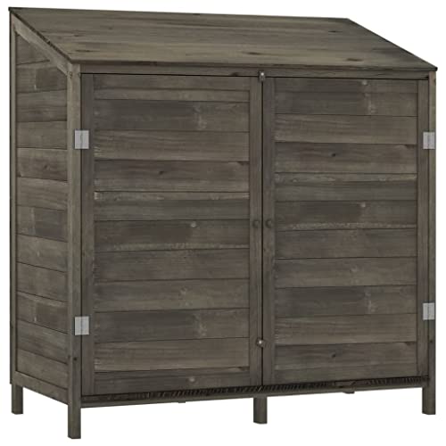 vidaXL Gerätehaus Geräteschuppen Gartenhaus Schuppen Lagerschuppen Satteldach Gartenschrank Pultdach Garten Anthrazit 102x52x112cm Massivholz Tanne von vidaXL