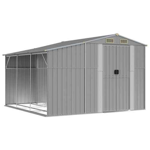 vidaXL Gerätehaus, Gartenhaus mit Schrägdach Griffe, Gartenschuppen Schuppen mit Stauraum, Geräteschuppen Metallschuppen, Grau 277x279x179 cm Verzinkter Stahl vidaXL Gerätehaus, Gartenhaus mit Schrägdach Griffe, Gartenschuppen Schuppen mit Stauraum, Geräteschuppen Metallschuppen, Grau 277x279x179 cm Verzinkter Stahl von vidaXL