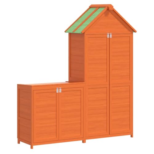 vidaXL Geräteschuppen Set 2-TLG., Gartenschrank mit Schrägdach, Holz Gerätehaus für Gartenwerkzeuge, Geräteschrank Werkzeugschrank, Braun Massivholz Kiefer vidaXL Geräteschuppen Set 2-TLG., Gartenschrank mit Schrägdach, Holz Gerätehaus für Gartenwerkzeuge, Geräteschrank Werkzeugschrank, Braun Massivholz Kiefer von vidaXL