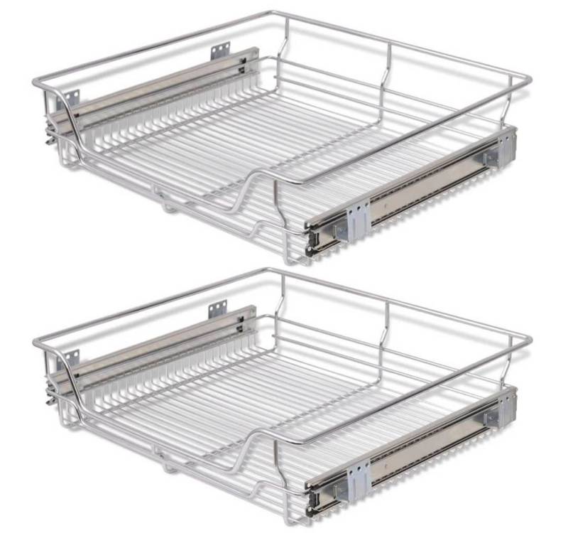 vidaXL Geschirrständer Einbauschublade Korbauszug 2 Stk Silbern 600 mm von vidaXL