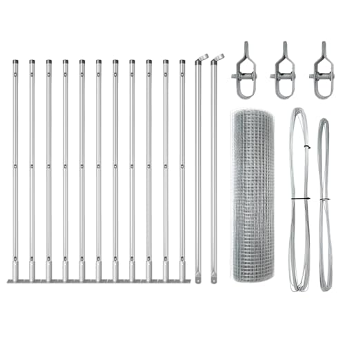 vidaXL Geschweißter Drahtzaun mit 13 Flanschpfosten 25 x 0,6 m Verzinkter Stahl Langlebig Industrielles Design Für Draußen Zauninstallation Sicherheitsset Gartenlösung Schwerlastkit Metall von vidaXL
