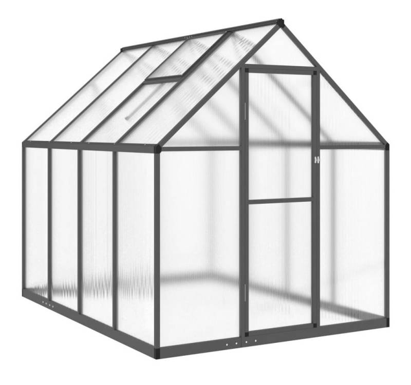 vidaXL Gewächshaus Gewächshaus mit Fundamentrahmen Anthrazit 224x169x195 cm Alu von vidaXL