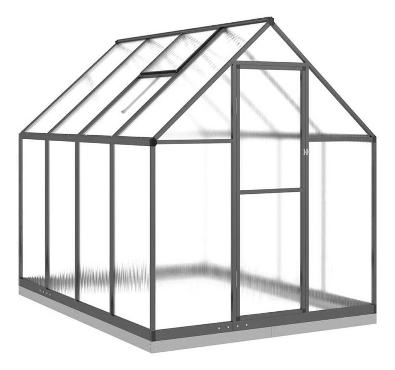 vidaXL Gewächshaus Gewächshaus mit Fundamentrahmen Anthrazit 224x169x202 cm Alu von vidaXL