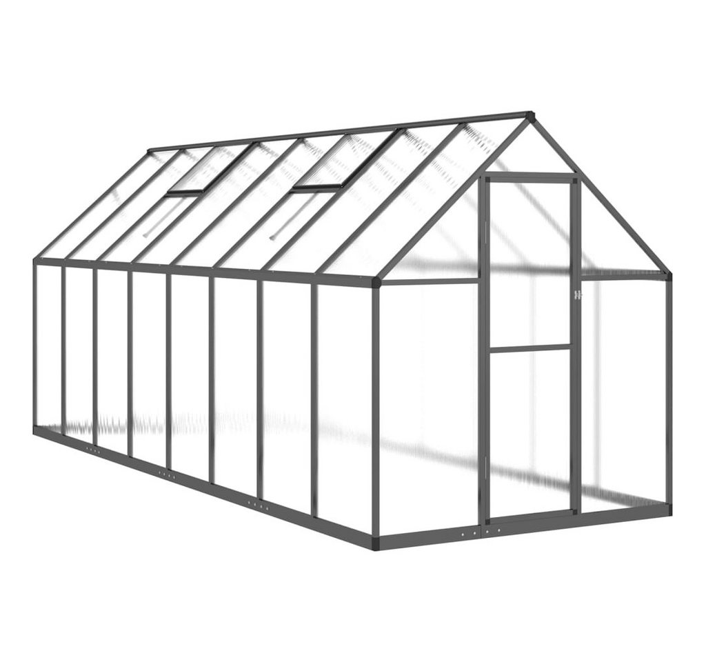 vidaXL Gewächshaus Gewächshaus mit Fundamentrahmen Anthrazit 445x169x195 cm Alu vidaXL Gewächshaus Gewächshaus mit Fundamentrahmen Anthrazit 445x169x195 cm Alu von vidaXL