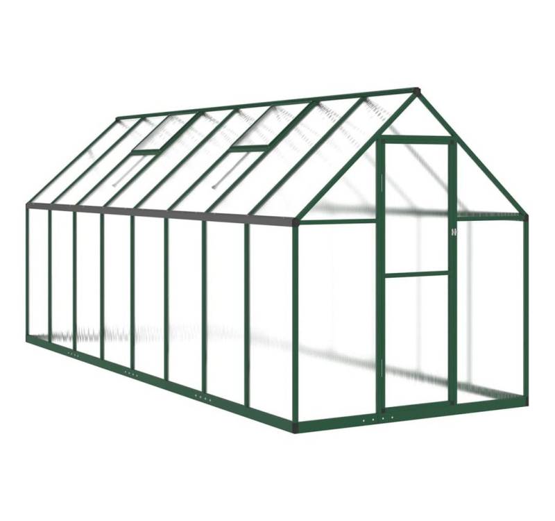 vidaXL Gewächshaus Gewächshaus mit Fundamentrahmen Grün 445x169x195 cm Aluminimum von vidaXL