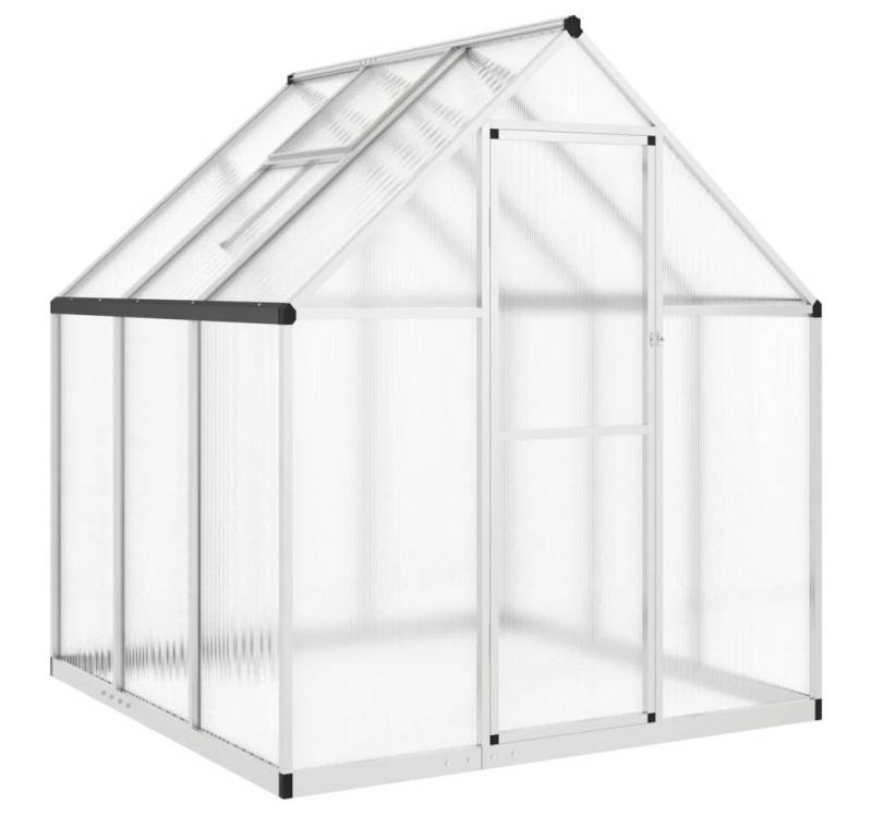 vidaXL Gewächshaus Gewächshaus mit Fundamentrahmen Silbern 169x169x195 cm Alu von vidaXL
