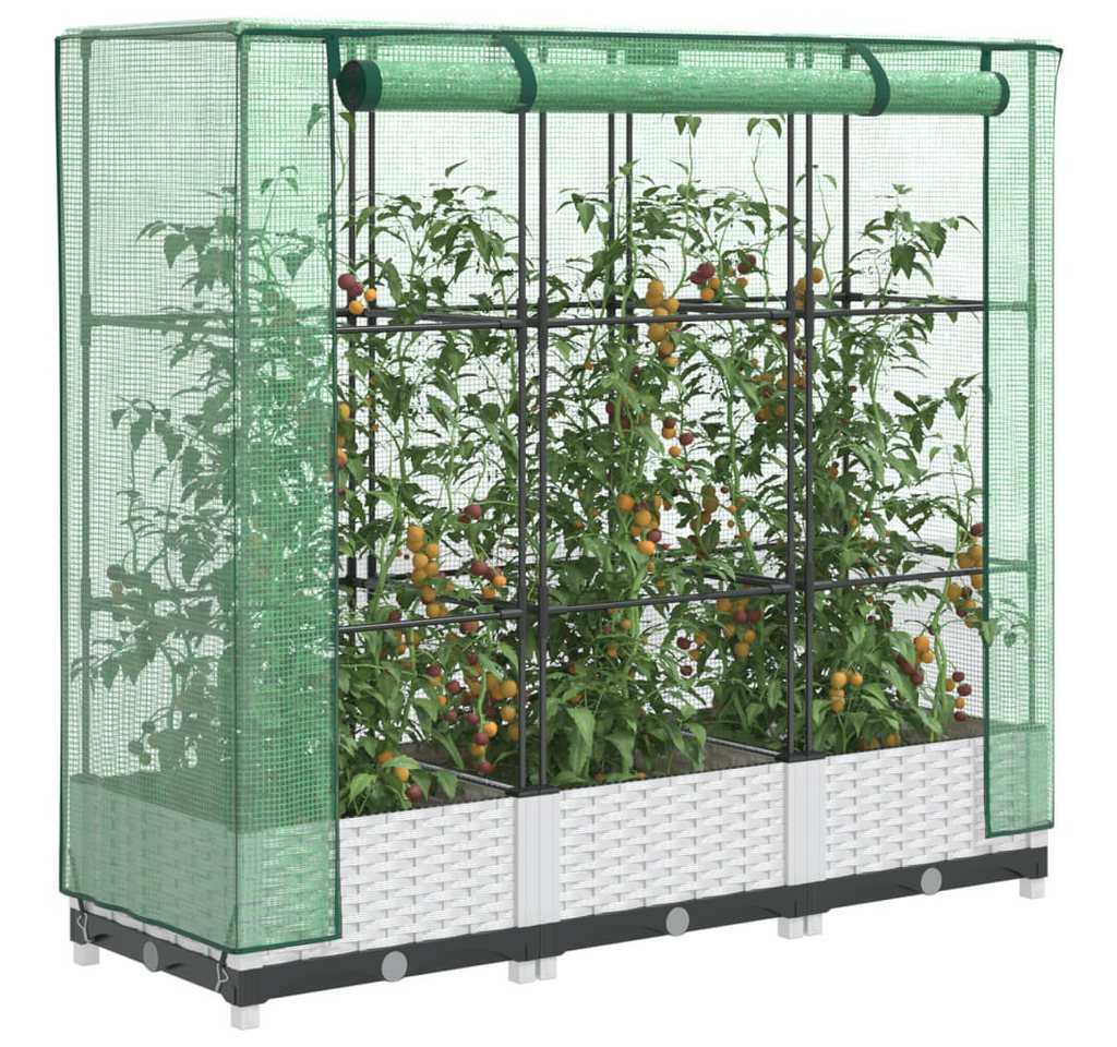 vidaXL Gewächshaus Hochbeet mit Gewächshaus-Aufsatz Rattan-Optik 120x40x123 cm vidaXL Gewächshaus Hochbeet mit Gewächshaus-Aufsatz Rattan-Optik 120x40x123 cm von vidaXL
