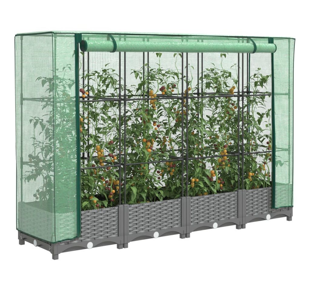 vidaXL Gewächshaus Hochbeet mit Gewächshaus-Aufsatz Rattan-Optik 160x40x123 cm vidaXL Gewächshaus Hochbeet mit Gewächshaus-Aufsatz Rattan-Optik 160x40x123 cm von vidaXL