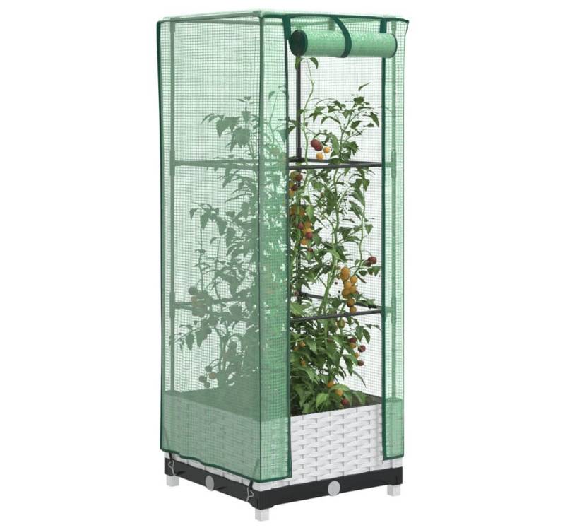 vidaXL Gewächshaus Hochbeet mit Gewächshaus-Aufsatz Rattan-Optik 40x40x123 cm von vidaXL