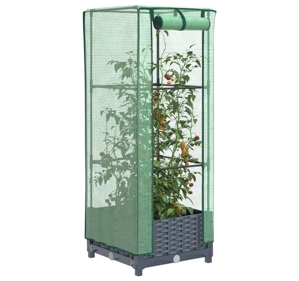 vidaXL Gewächshaus Hochbeet mit Gewächshaus-Aufsatz Rattan-Optik 40x40x123 cm vidaXL Gewächshaus Hochbeet mit Gewächshaus-Aufsatz Rattan-Optik 40x40x123 cm von vidaXL