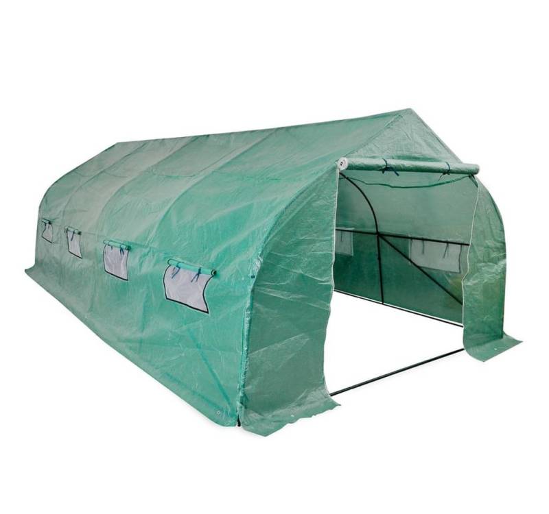 vidaXL Gewächshaus Polytunnel Gewächshaus Begehbar Mobil Stahlrahmen 18 m² von vidaXL